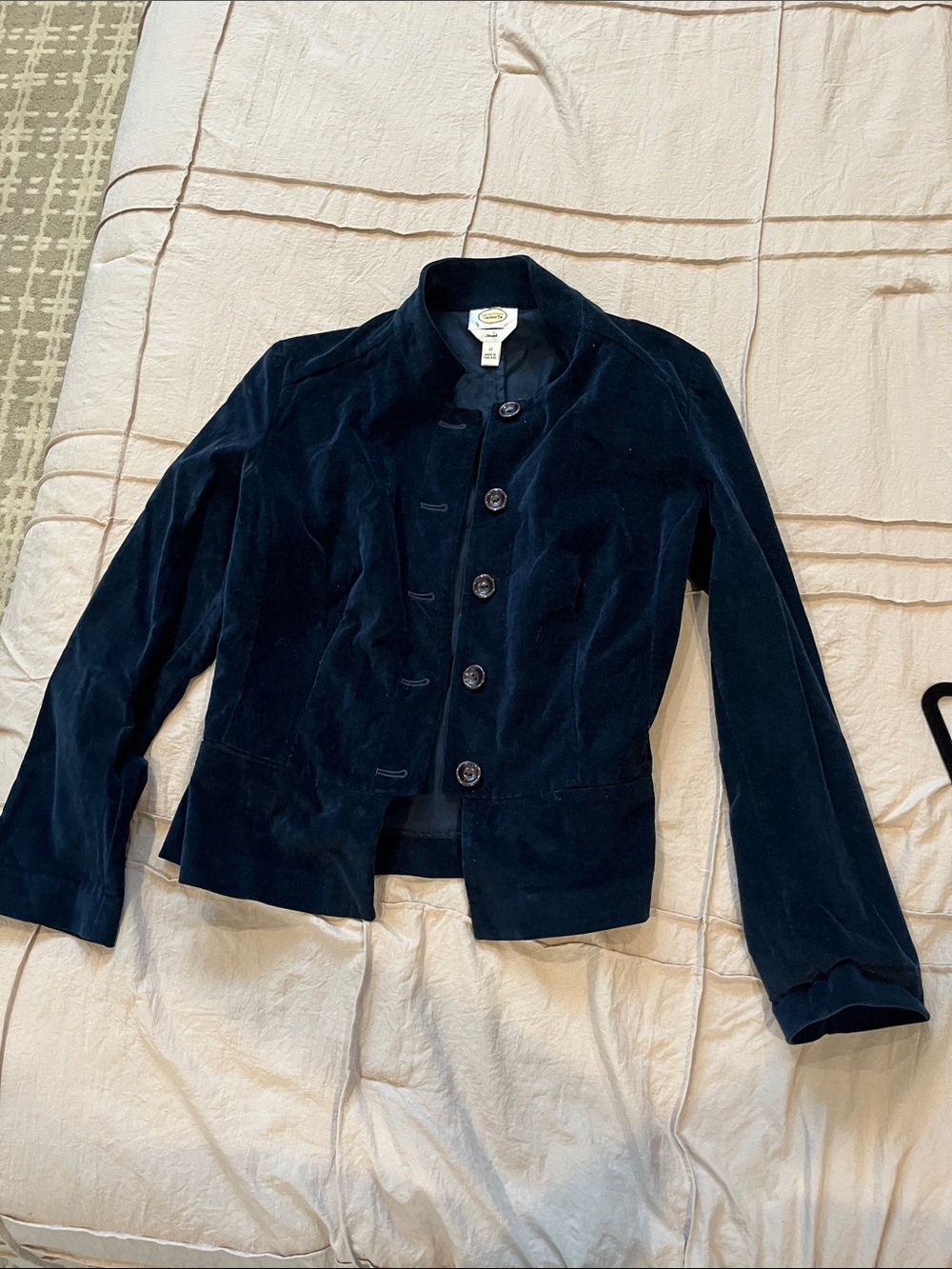 Talbots Navy Velvet Button-Front Blazer